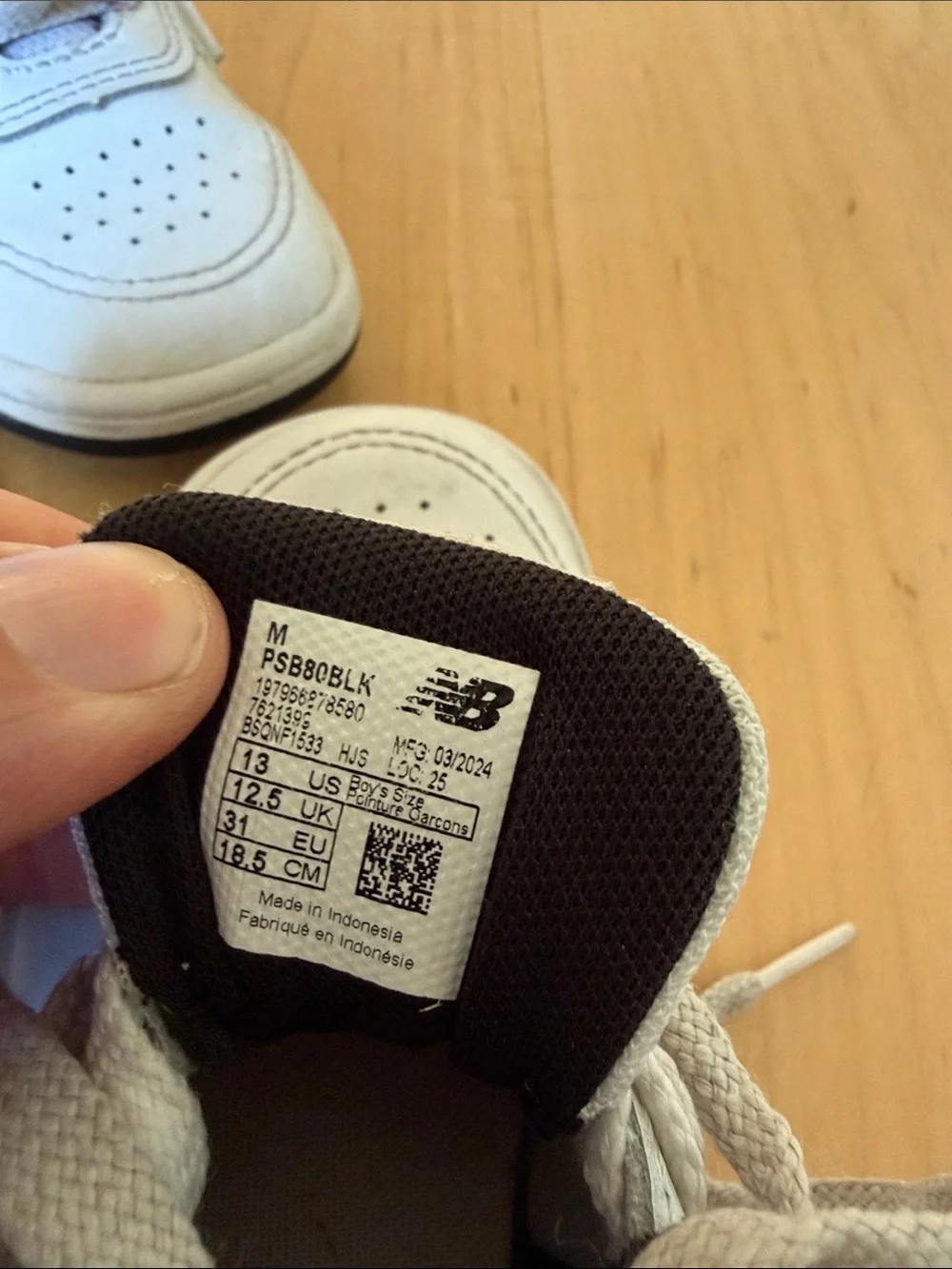 New Balance White and Black Kids Sneakers